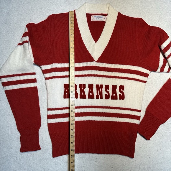 Rare Vintage Arkansas Razorback V Neck Womens Knit Sweater Size Med Made In USA - Picture 4 of 8